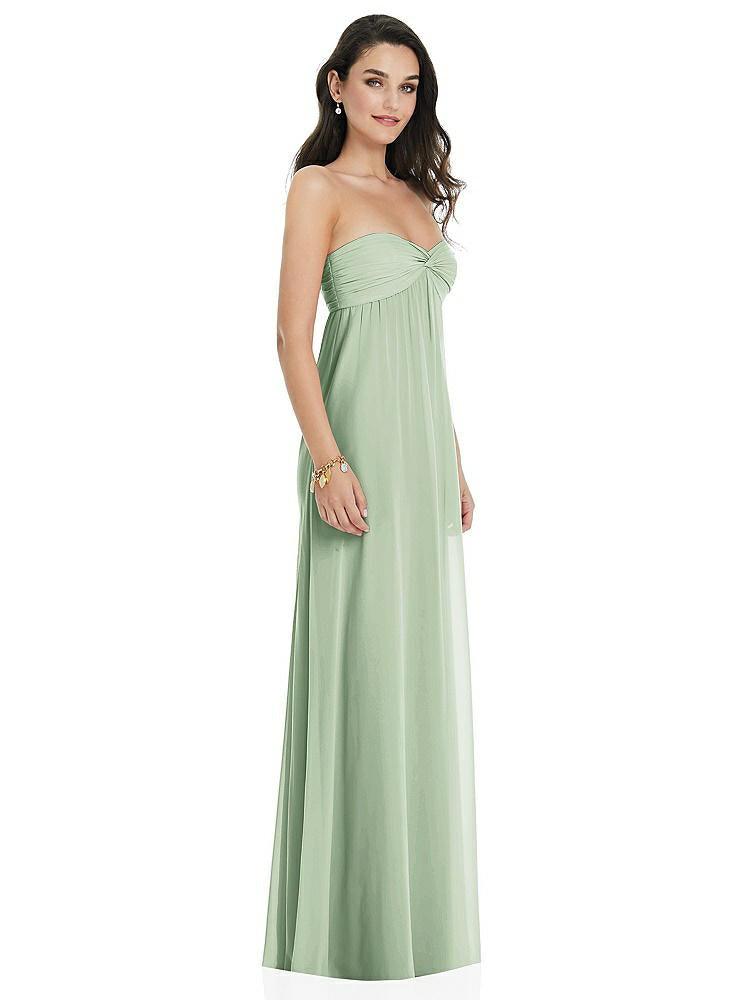 【STYLE: 3101】Twist Shirred Strapless Empire Waist Gown with Optional Straps【COLOR: Celadon】
