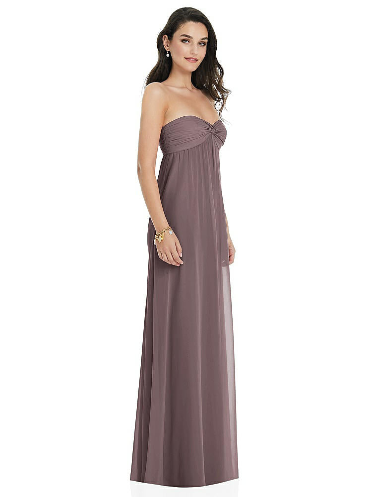 【STYLE: 3101】Twist Shirred Strapless Empire Waist Gown with Optional Straps【COLOR: French Truffle】