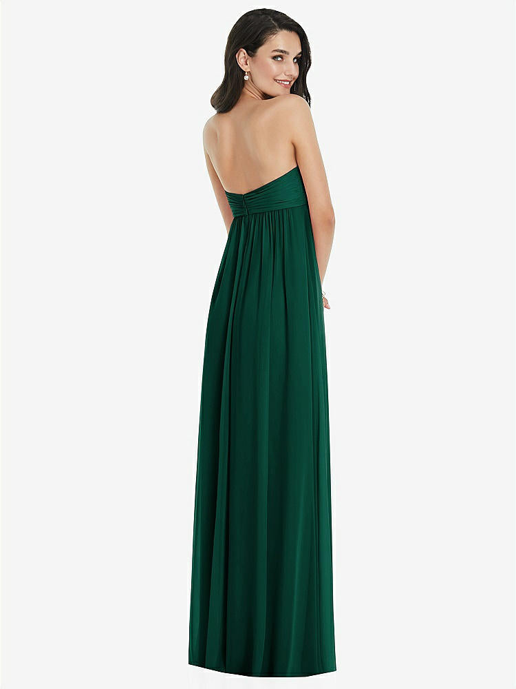 【STYLE: 3101】Twist Shirred Strapless Empire Waist Gown with Optional Straps【COLOR: Hunter Green】