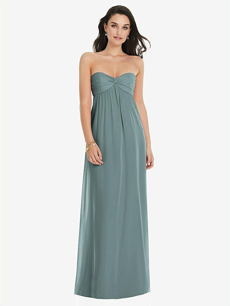【STYLE: 3101】Twist Shirred Strapless Empire Waist Gown with Optional Straps【COLOR: Icelandic】