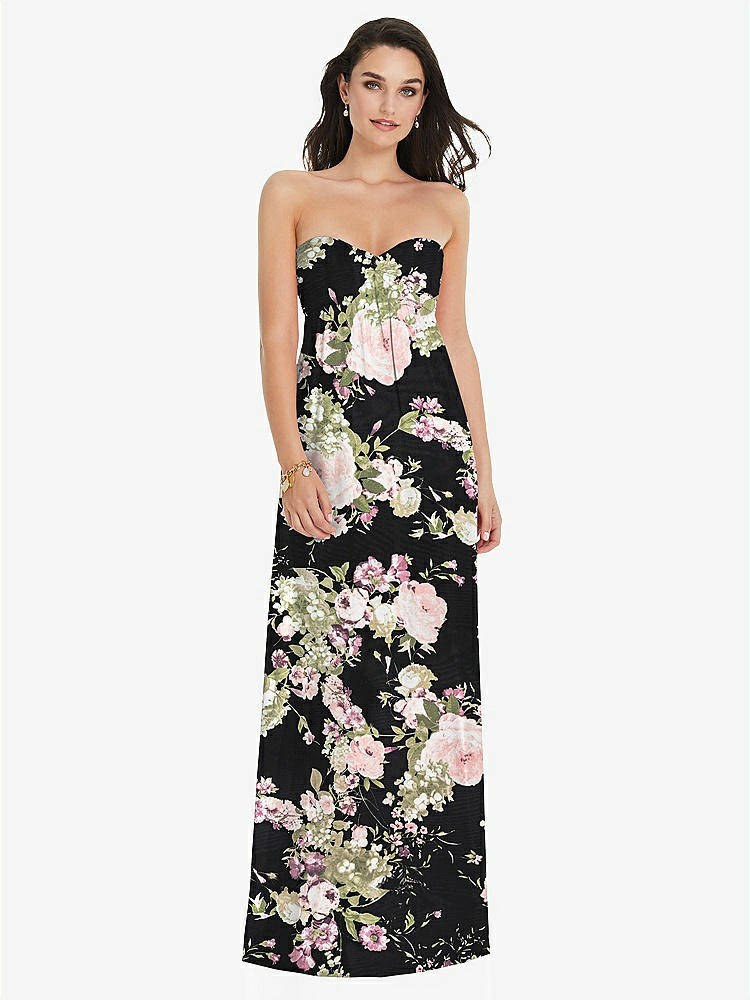 【STYLE: 3101】Twist Shirred Strapless Empire Waist Gown with Optional Straps【COLOR: Noir Garden】
