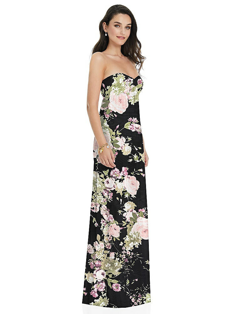 【STYLE: 3101】Twist Shirred Strapless Empire Waist Gown with Optional Straps【COLOR: Noir Garden】