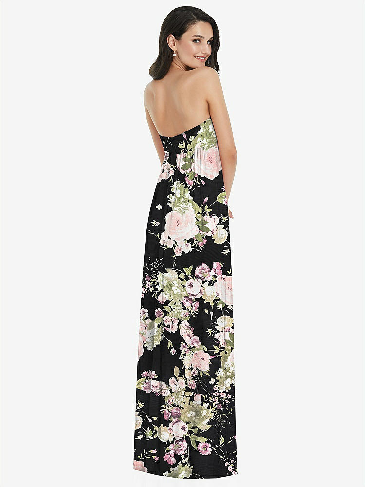 【STYLE: 3101】Twist Shirred Strapless Empire Waist Gown with Optional Straps【COLOR: Noir Garden】