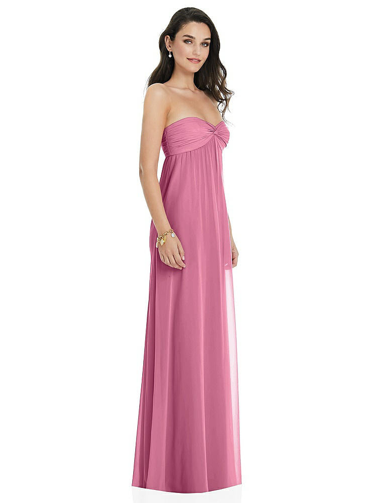 【STYLE: 3101】Twist Shirred Strapless Empire Waist Gown with Optional Straps【COLOR: Orchid Pink】