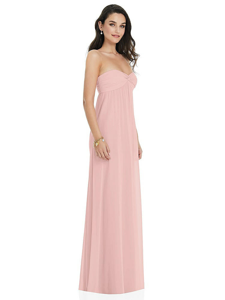 【STYLE: 3101】Twist Shirred Strapless Empire Waist Gown with Optional Straps【COLOR: Rose - PANTONE Rose Quartz】