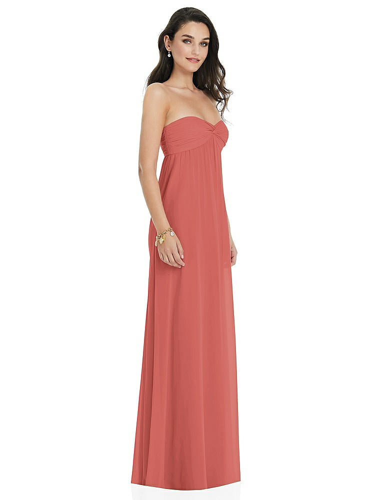 【NEW】【STYLE: 3101】ひねり シアレッド ストラップレス 帝国 ウエスト ガウン オプション ストラップ【COLOR: Coral Pink】【SIZE: 00-30W】