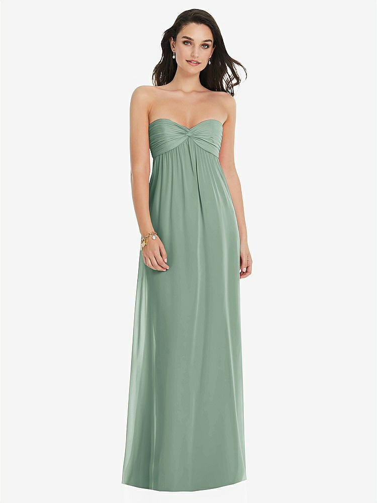 【STYLE: 3101】Twist Shirred Strapless Empire Waist Gown with Optional Straps【COLOR: Seagrass】