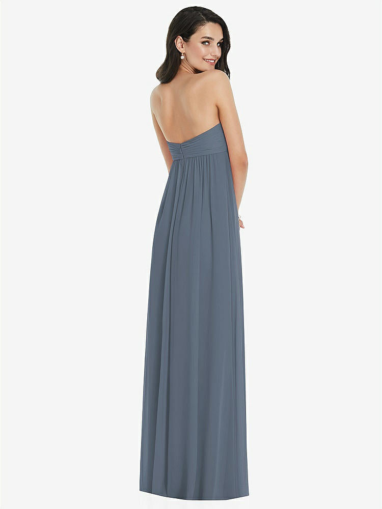 【STYLE: 3101】Twist Shirred Strapless Empire Waist Gown with Optional Straps【COLOR: Silverstone】