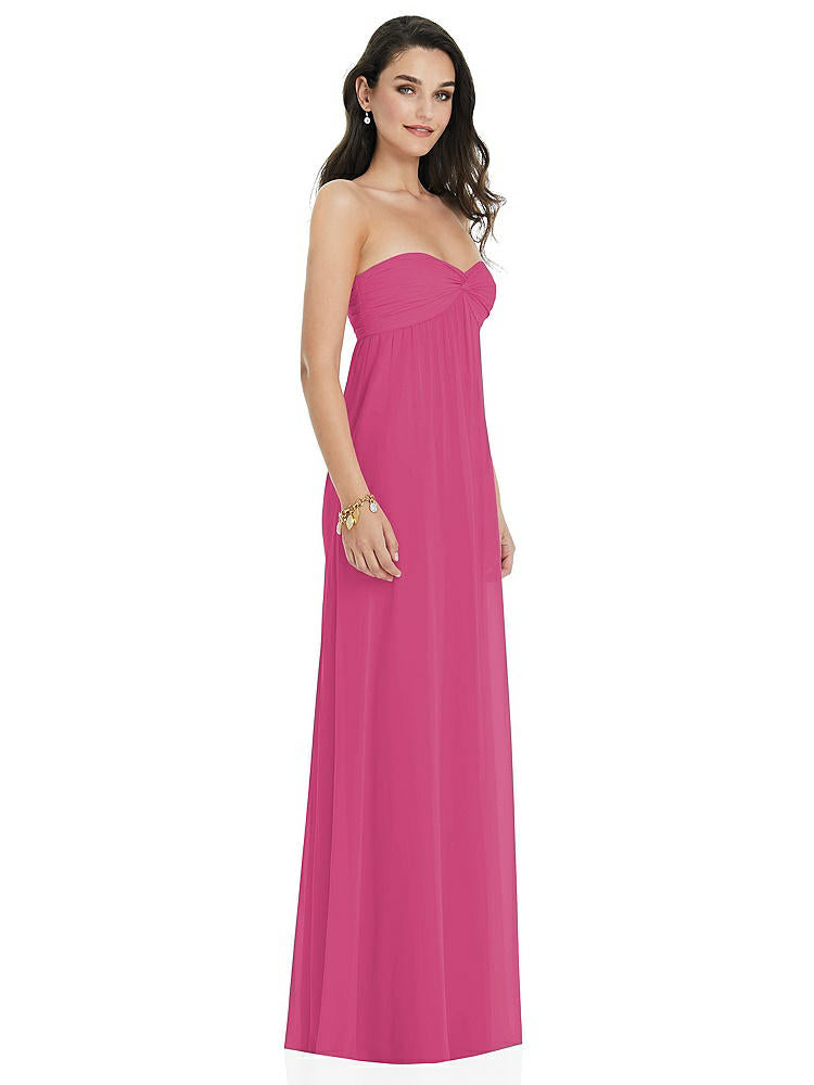 【STYLE: 3101】Twist Shirred Strapless Empire Waist Gown with Optional Straps【COLOR: Tea Rose】