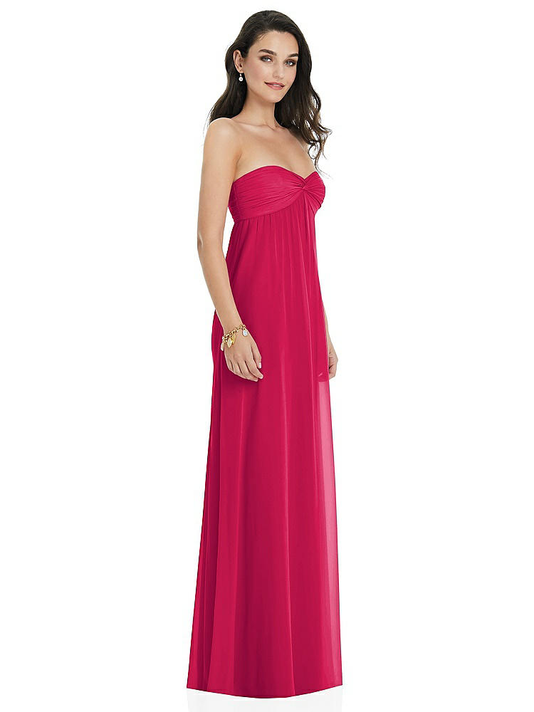 【NEW】【STYLE: 3101】ひねり シアレッド ストラップレス 帝国 ウエスト ガウン オプション ストラップ【COLOR: Vivid Pink】【SIZE: 00-30W】
