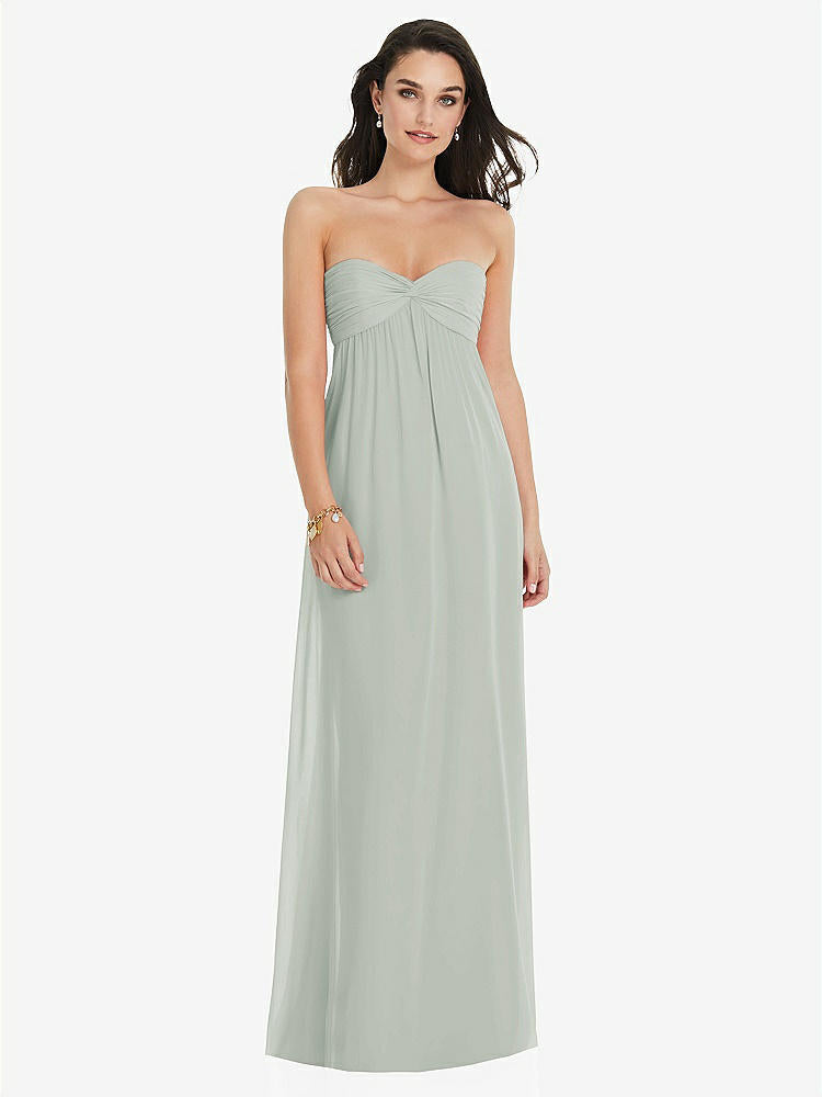 【STYLE: 3101】Twist Shirred Strapless Empire Waist Gown with Optional Straps【COLOR: Willow Green】