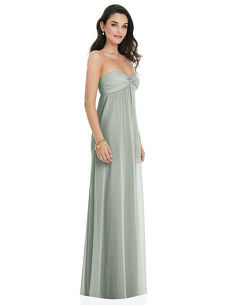 【STYLE: 3101】Twist Shirred Strapless Empire Waist Gown with Optional Straps【COLOR: Willow Green】
