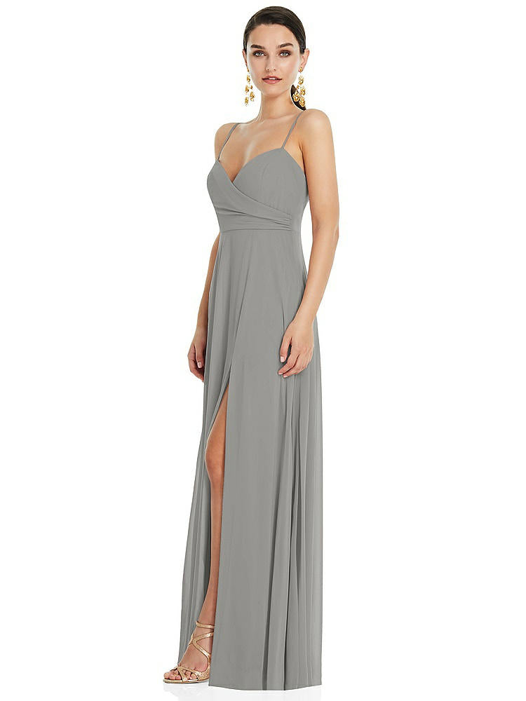 【NEW】【STYLE: LB036】調整可能 ストラップ ラップ ボディス マキシ ドレス 前面 スリット 【COLOR: Chelsea Gray】【SIZE: 00-30W】