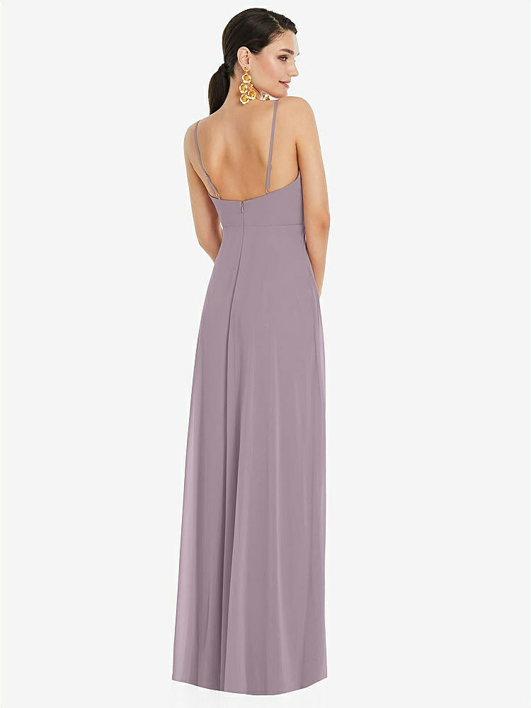【STYLE: LB036】Adjustable Strap Wrap Bodice Maxi Dress with Front Slit 【COLOR: Lilac Dusk】
