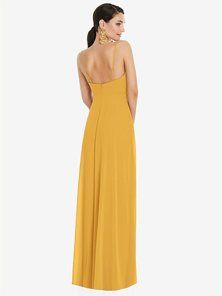 【STYLE: LB036】Adjustable Strap Wrap Bodice Maxi Dress with Front Slit 【COLOR: NYC Yellow】
