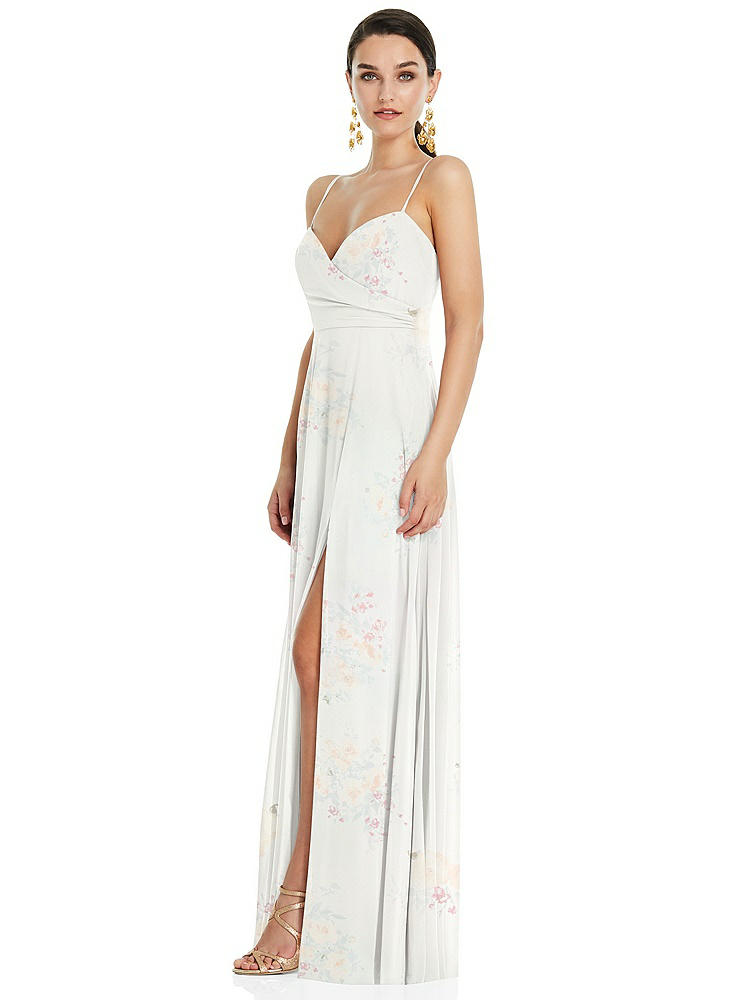 【STYLE: LB036】Adjustable Strap Wrap Bodice Maxi Dress with Front Slit 【COLOR: Spring Fling】