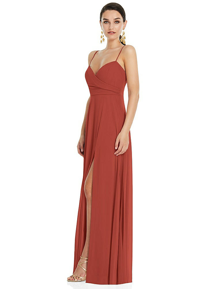 【STYLE: LB036】Adjustable Strap Wrap Bodice Maxi Dress with Front Slit 【COLOR: Amber Sunset】