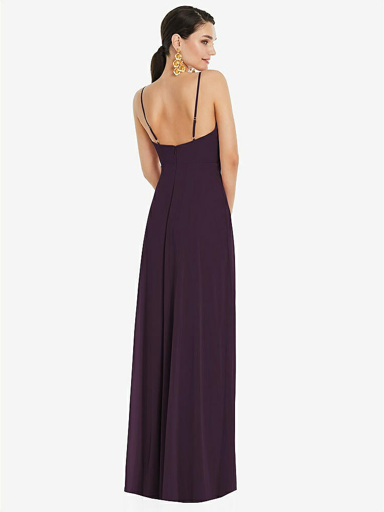 【STYLE: LB036】Adjustable Strap Wrap Bodice Maxi Dress with Front Slit 【COLOR: Aubergine】