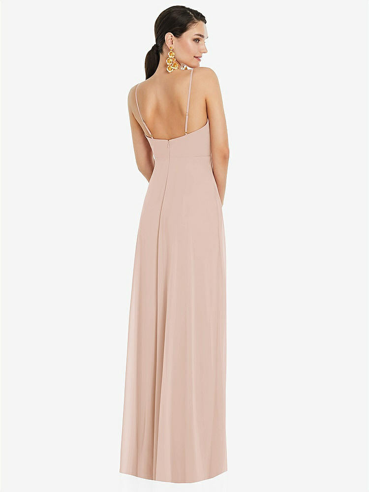 【STYLE: LB036】Adjustable Strap Wrap Bodice Maxi Dress with Front Slit 【COLOR: Cameo】