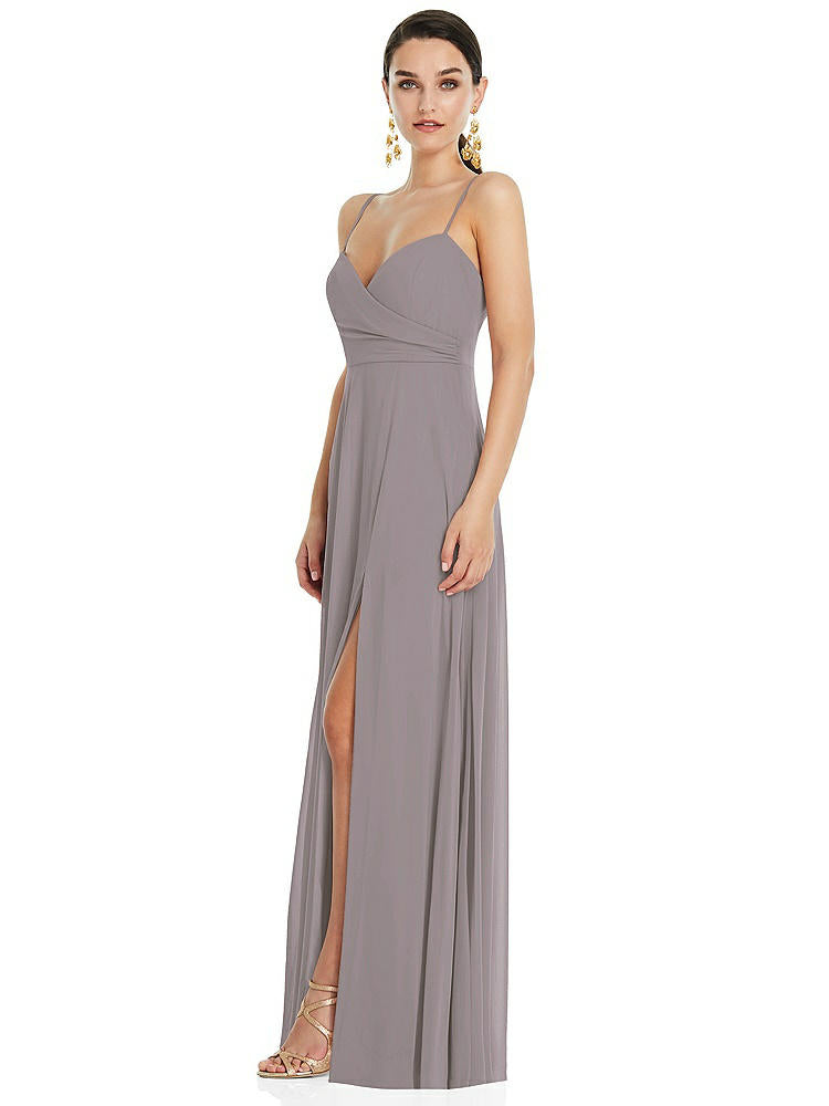 【NEW】【STYLE: LB036】調整可能 ストラップ ラップ ボディス マキシ ドレス 前面 スリット 【COLOR: Cashmere Gray】【SIZE: 00-30W】