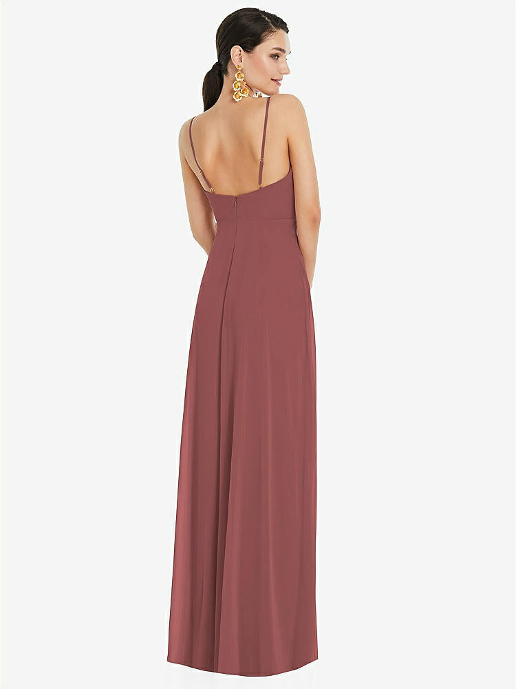 【STYLE: LB036】Adjustable Strap Wrap Bodice Maxi Dress with Front Slit 【COLOR: English Rose】
