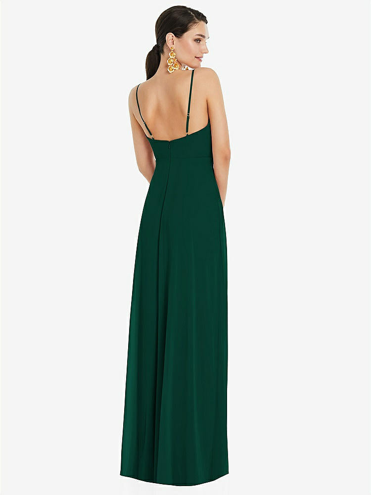 【STYLE: LB036】Adjustable Strap Wrap Bodice Maxi Dress with Front Slit 【COLOR: Hunter Green】