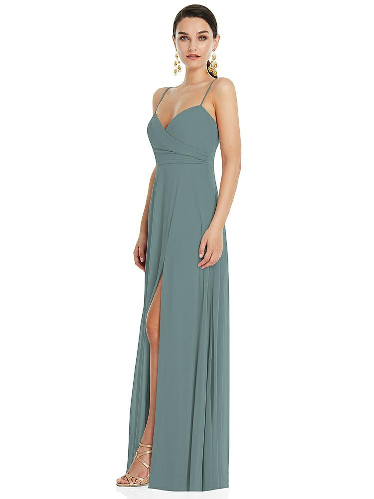 【STYLE: LB036】Adjustable Strap Wrap Bodice Maxi Dress with Front Slit 【COLOR: Icelandic】