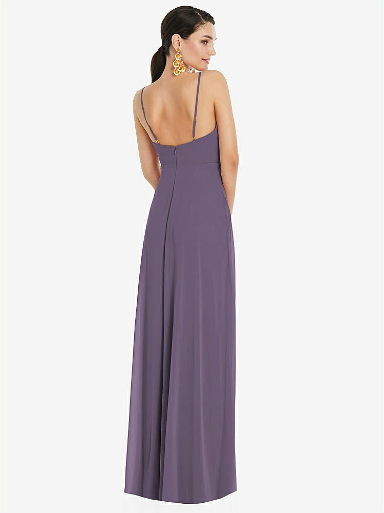 【STYLE: LB036】Adjustable Strap Wrap Bodice Maxi Dress with Front Slit 【COLOR: Lavender】