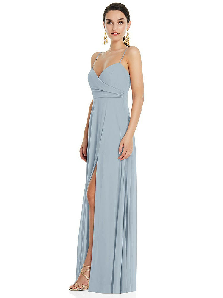 【STYLE: LB036】Adjustable Strap Wrap Bodice Maxi Dress with Front Slit 【COLOR: Mist】