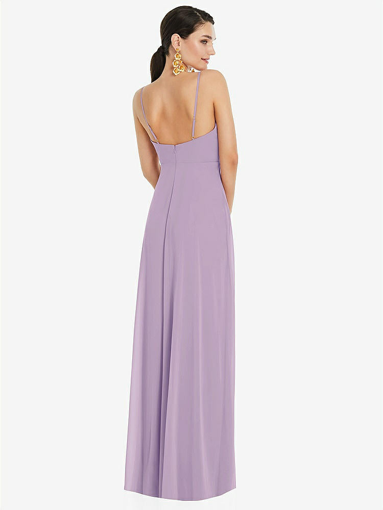 【STYLE: LB036】Adjustable Strap Wrap Bodice Maxi Dress with Front Slit 【COLOR: Pale Purple】