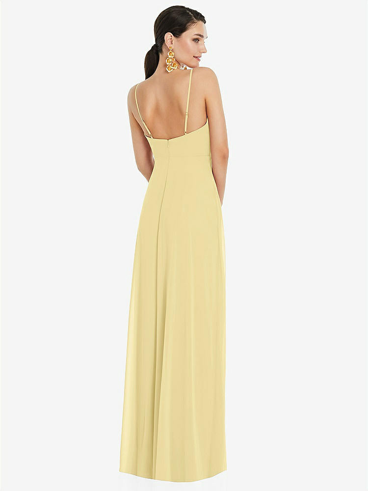 【STYLE: LB036】Adjustable Strap Wrap Bodice Maxi Dress with Front Slit 【COLOR: Pale Yellow】