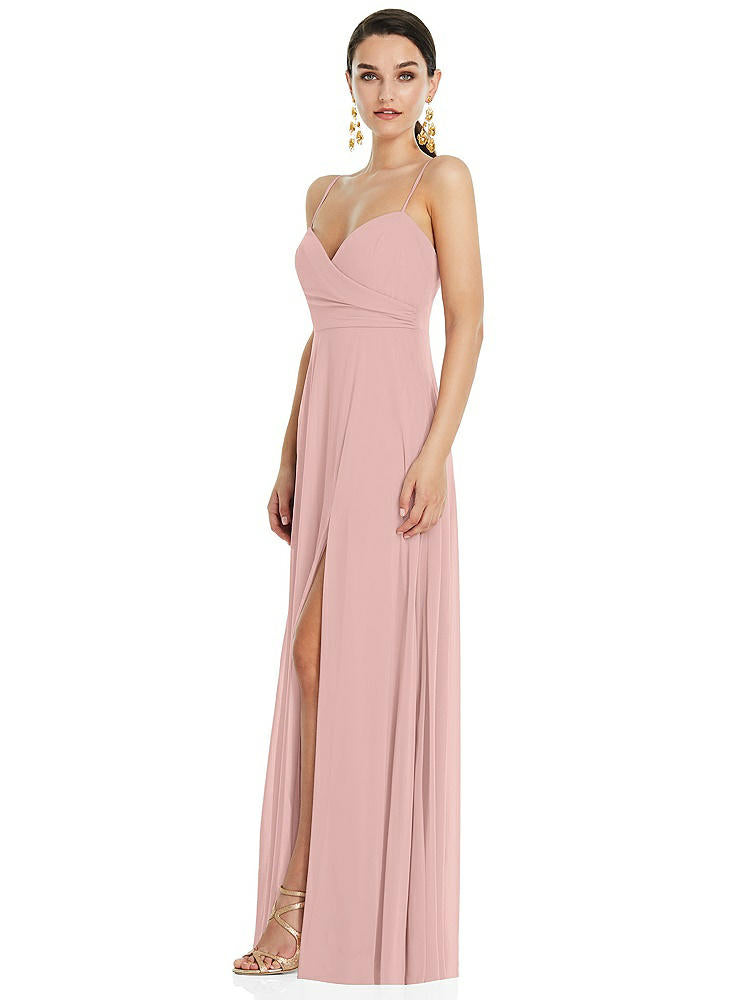 【NEW】【STYLE: LB036】調整可能 ストラップ ラップ ボディス マキシ ドレス 前面 スリット 【COLOR: Rose - PANTONE Rose Quartz】【SIZE: 00-30W】