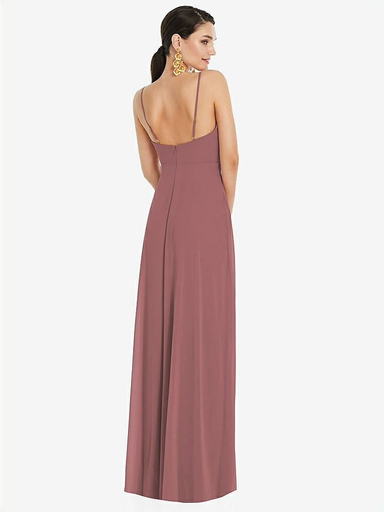 【STYLE: LB036】Adjustable Strap Wrap Bodice Maxi Dress with Front Slit 【COLOR: Rosewood】