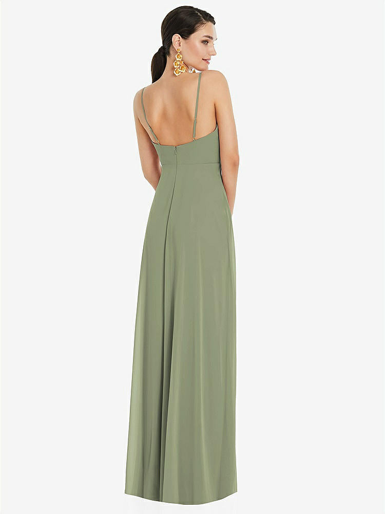 【STYLE: LB036】Adjustable Strap Wrap Bodice Maxi Dress with Front Slit 【COLOR: Sage】