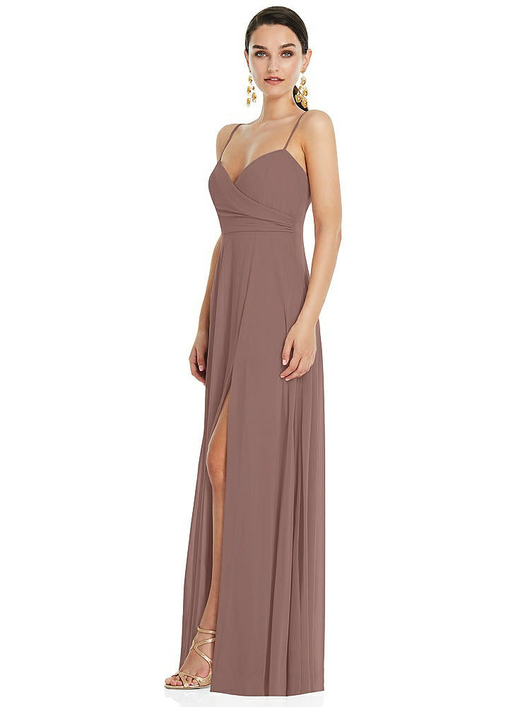 【STYLE: LB036】Adjustable Strap Wrap Bodice Maxi Dress with Front Slit 【COLOR: Sienna】