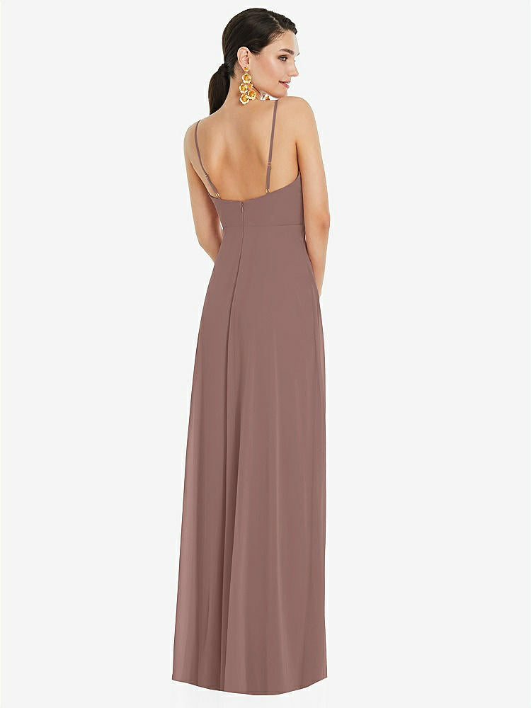 【STYLE: LB036】Adjustable Strap Wrap Bodice Maxi Dress with Front Slit 【COLOR: Sienna】