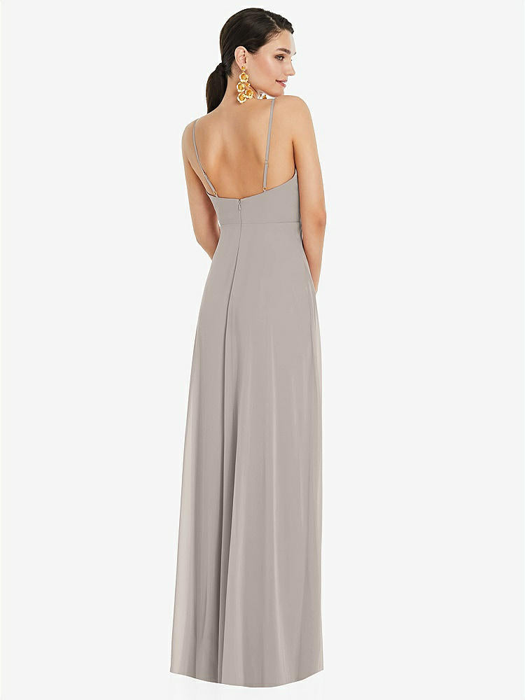 【STYLE: LB036】Adjustable Strap Wrap Bodice Maxi Dress with Front Slit 【COLOR: Taupe】
