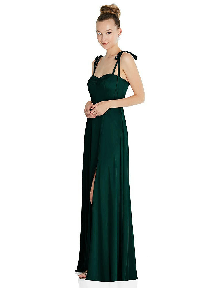 【NEW】【STYLE: TH099】ネクタイ 肩 a-line maxi ドレス【COLOR: Evergreen】【SIZE: 00-30W】