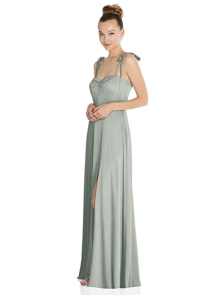 【NEW】【STYLE: TH099】ネクタイ 肩 a-line maxi ドレス【COLOR: Willow Green】【SIZE: 00-30W】