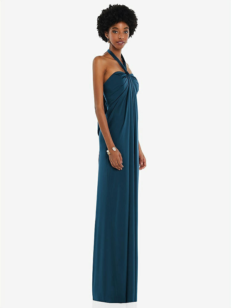 【NEW】【STYLE: 3110】ドレープ サテン ギリシャン 列 ガウン コンバーチブル ストラップ【COLOR: Atlantic Blue】【SIZE: 00-30W】