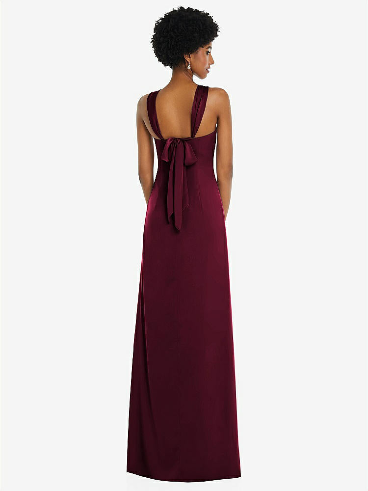 【NEW】【STYLE: 3110】ドレープ サテン ギリシャン 列 ガウン コンバーチブル ストラップ【COLOR: Cabernet】【SIZE: 00-30W】