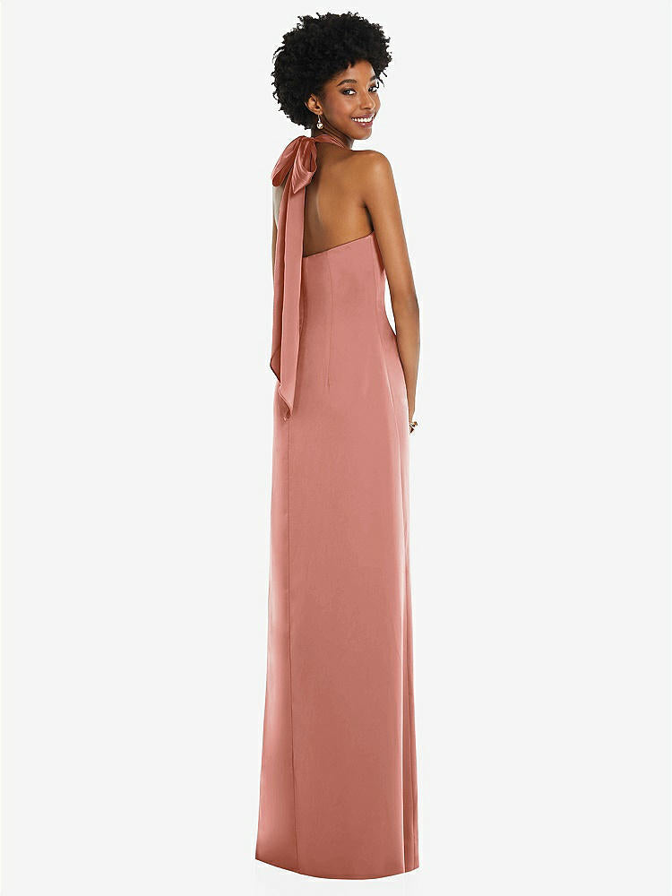 【STYLE: 3110】Draped Satin Grecian Column Gown with Convertible Straps【COLOR: Desert Rose】