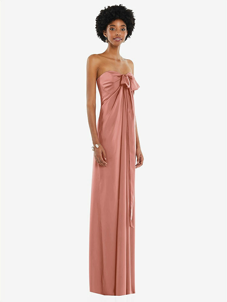 【STYLE: 3110】Draped Satin Grecian Column Gown with Convertible Straps【COLOR: Desert Rose】