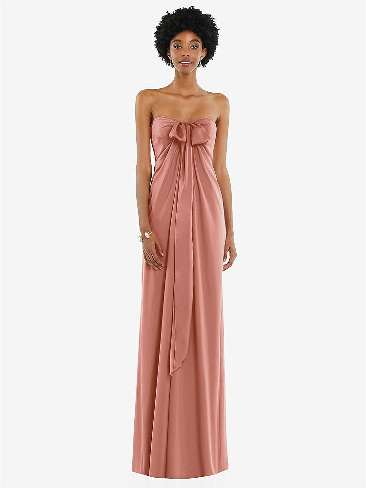 【STYLE: 3110】Draped Satin Grecian Column Gown with Convertible Straps【COLOR: Desert Rose】