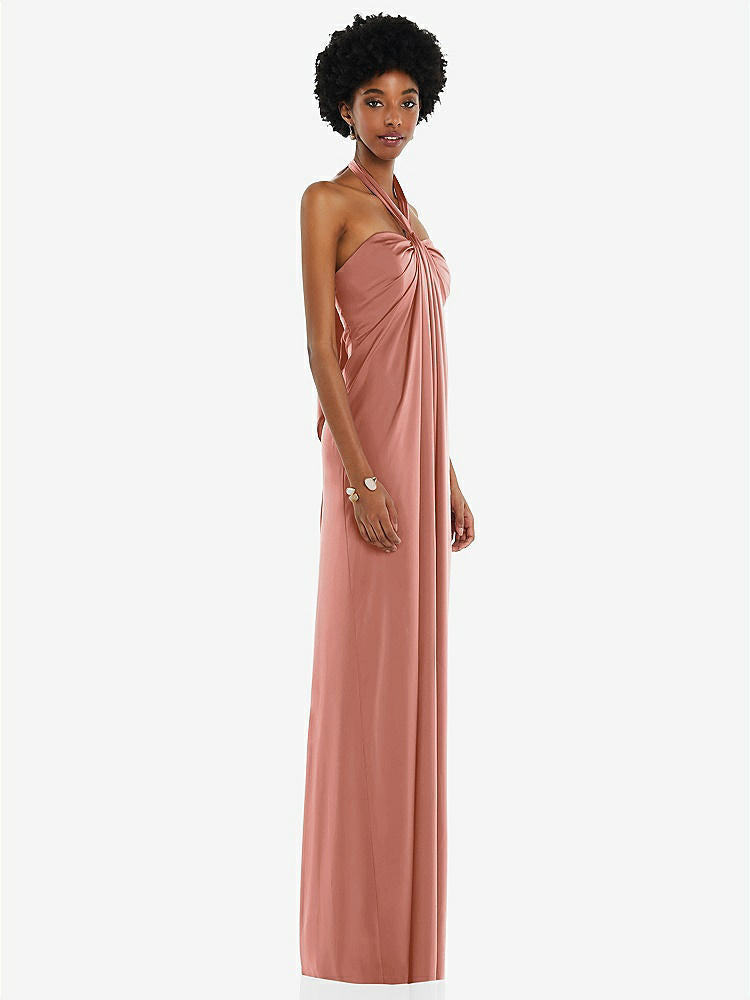 【STYLE: 3110】Draped Satin Grecian Column Gown with Convertible Straps【COLOR: Desert Rose】