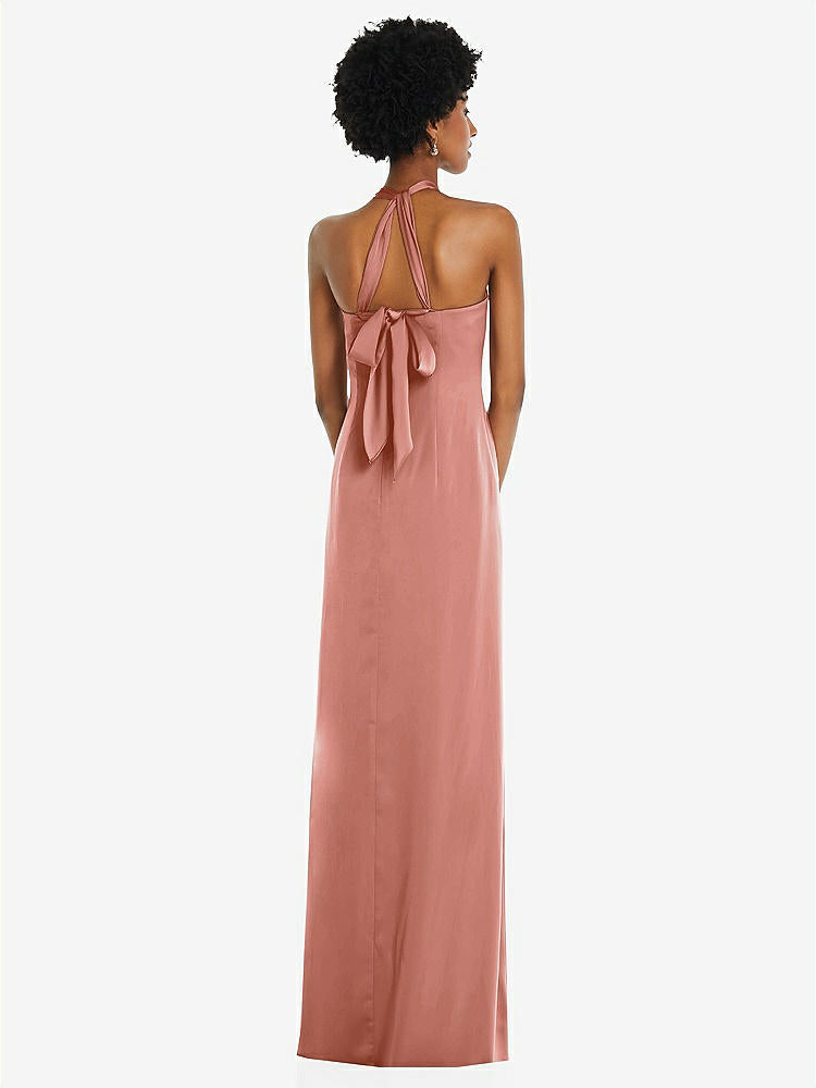 【STYLE: 3110】Draped Satin Grecian Column Gown with Convertible Straps【COLOR: Desert Rose】