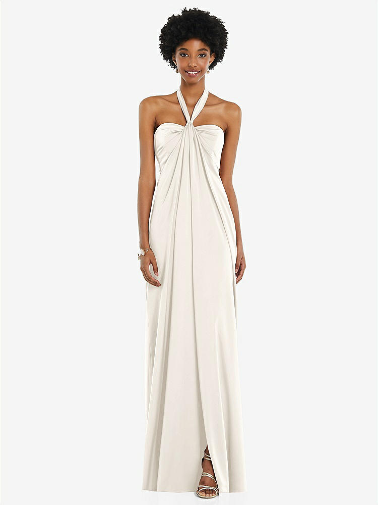 【STYLE: 3110】Draped Satin Grecian Column Gown with Convertible Straps【COLOR: Ivory】