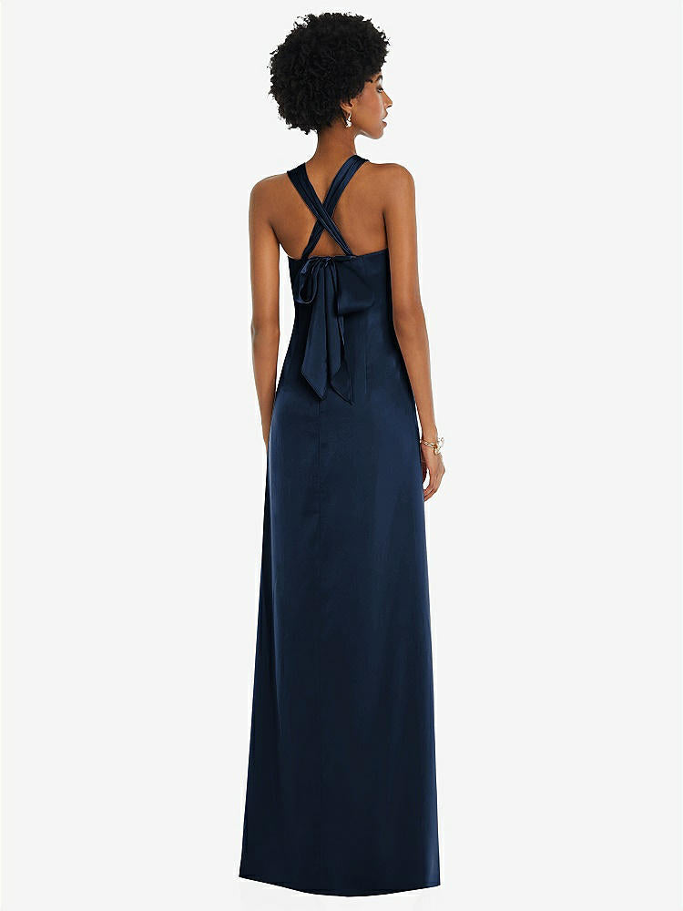 【NEW】【STYLE: 3110】ドレープ サテン ギリシャン 列 ガウン コンバーチブル ストラップ【COLOR: Midnight Navy】【SIZE: 00-30W】
