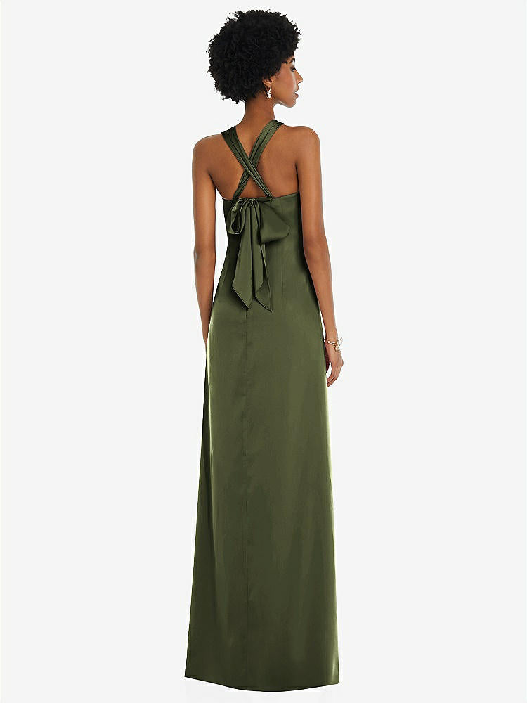 【NEW】【STYLE: 3110】ドレープ サテン ギリシャン 列 ガウン コンバーチブル ストラップ【COLOR: Olive Green】【SIZE: 00-30W】