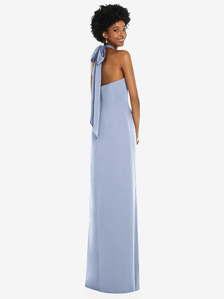 【STYLE: 3110】Draped Satin Grecian Column Gown with Convertible Straps【COLOR: Sky Blue】